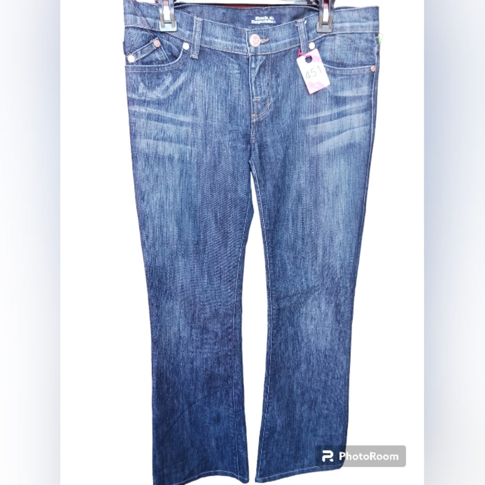 ROCK & REPUBLIC BLUE WOMEN  DENIM SZ 6/28 PRE-LOVE boot cut